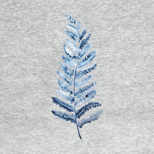 1 indigo  fern watercolor by colorandcolor